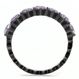 IP Black(Ion Plating) Stainless Steel Ring with AAA Grade CZ  in Amethyst