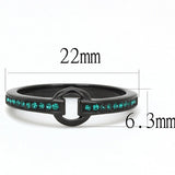 IP Black(Ion Plating) Stainless Steel Ring with Top Grade Crystal  in Emerald