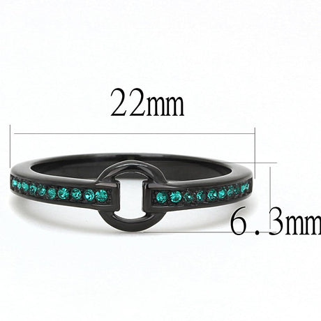 IP Black(Ion Plating) Stainless Steel Ring with Top Grade Crystal  in Emerald