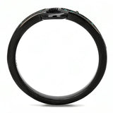 IP Black(Ion Plating) Stainless Steel Ring with Top Grade Crystal  in Emerald