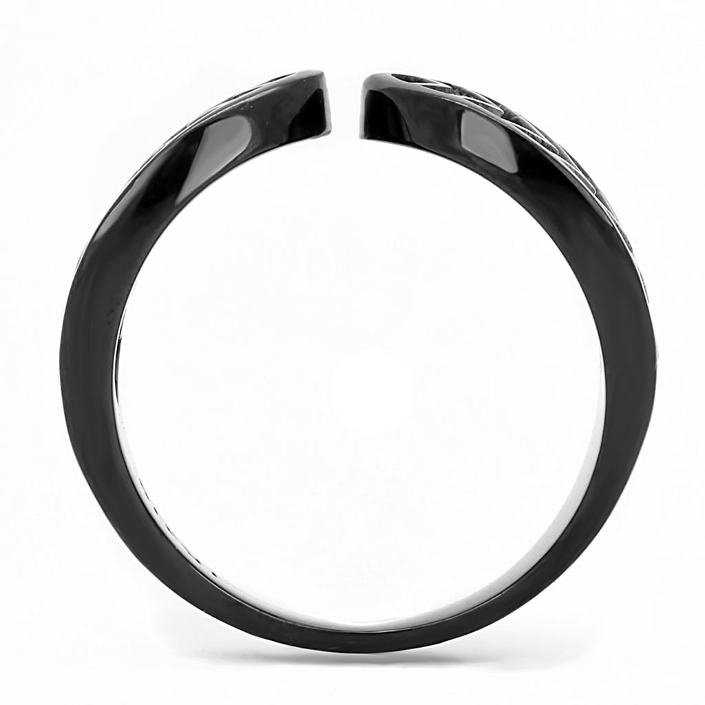 IP Black(Ion Plating) Stainless Steel Ring with Top Grade Crystal  in Clear