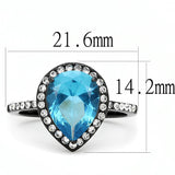 IP Black(Ion Plating) Stainless Steel Ring with Synthetic Synthetic Glass in Sea Blue