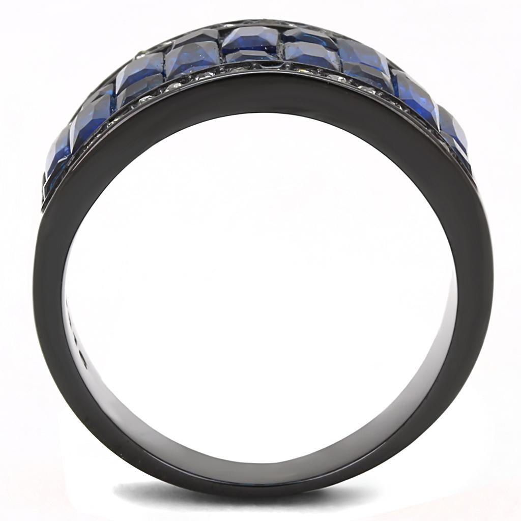 IP Black(Ion Plating) Stainless Steel Ring with Synthetic Synthetic Glass in Montana