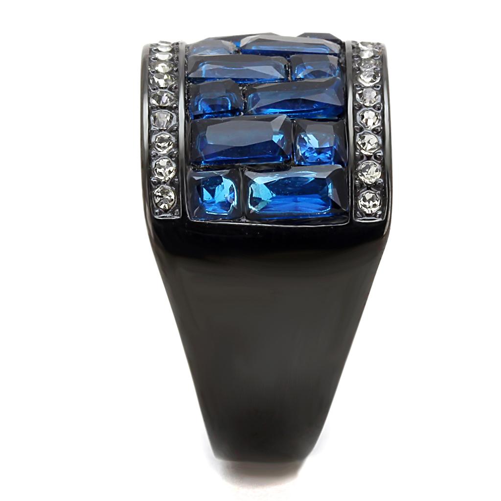 IP Black(Ion Plating) Stainless Steel Ring with Synthetic Synthetic Glass in Montana