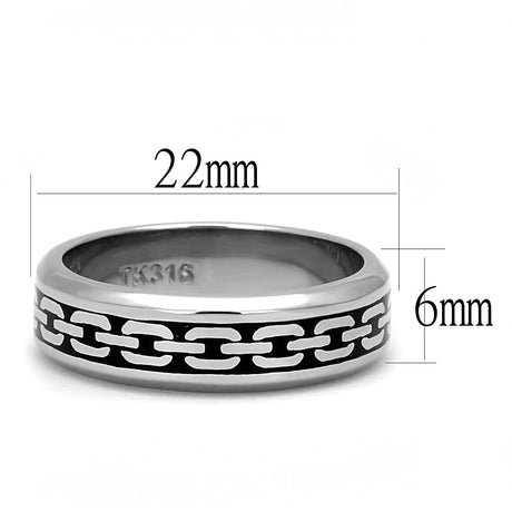 High polished (no plating) Stainless Steel Ring with Epoxy  in Jet