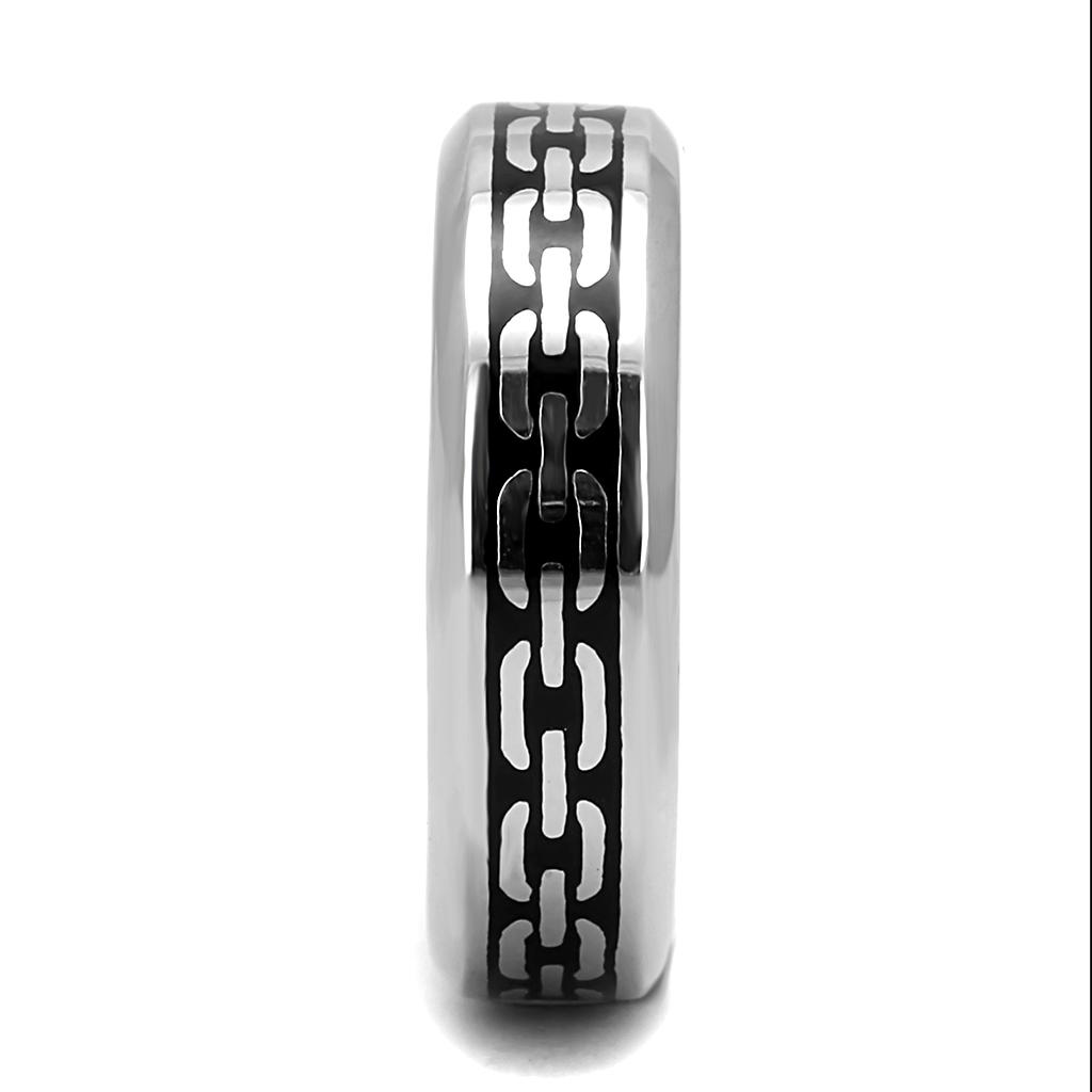 High polished (no plating) Stainless Steel Ring with Epoxy  in Jet