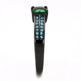 IP Black(Ion Plating) Stainless Steel Ring with Synthetic Synthetic Glass in Emerald