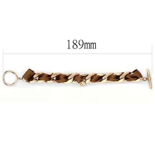 IP Rose Gold(Ion Plating) Stainless Steel Bracelet with Top Grade Crystal  in Light Peach