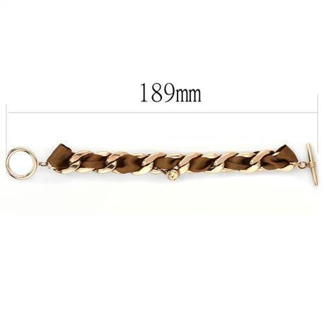 IP Rose Gold(Ion Plating) Stainless Steel Bracelet with Top Grade Crystal  in Light Peach