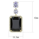 IP Gold(Ion Plating) Stainless Steel Earrings with Synthetic Synthetic Glass in Jet