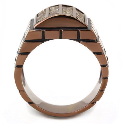 IP Coffee light Stainless Steel Ring with Leather  in Multi Color