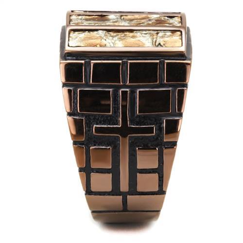 IP Coffee light Stainless Steel Ring with Leather  in Multi Color