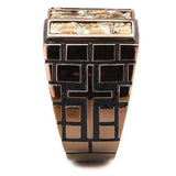 IP Coffee light Stainless Steel Ring with Leather  in Multi Color