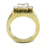 IP Gold(Ion Plating) Stainless Steel Ring with AAA Grade CZ  in Clear