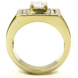 IP Gold(Ion Plating) Stainless Steel Ring with AAA Grade CZ  in Clear