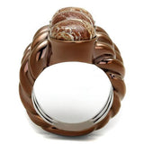 IP Coffee light Stainless Steel Ring with Semi-Precious Oligoclase in Multi Color