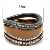 IP Light Black & IP Light coffee Stainless Steel Ring with Top Grade Crystal  in Black Diamond