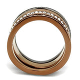 IP Light Black & IP Light coffee Stainless Steel Ring with Top Grade Crystal  in Black Diamond