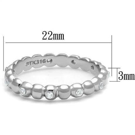 High polished (no plating) Stainless Steel Ring with AAA Grade CZ  in Clear