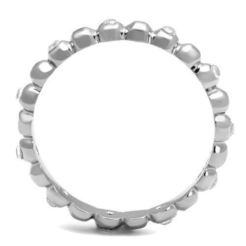 High polished (no plating) Stainless Steel Ring with AAA Grade CZ  in Clear