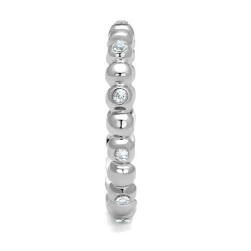 High polished (no plating) Stainless Steel Ring with AAA Grade CZ  in Clear