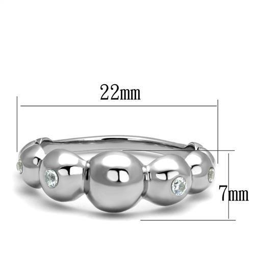 High polished (no plating) Stainless Steel Ring with AAA Grade CZ  in Clear