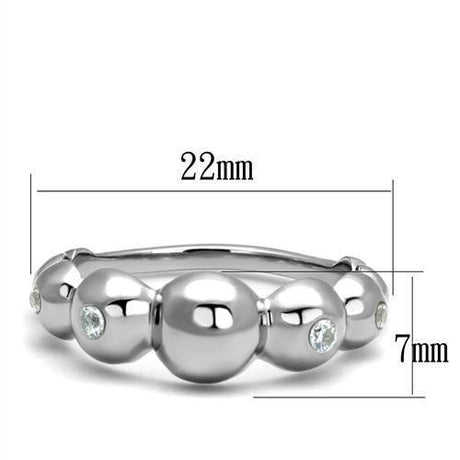 High polished (no plating) Stainless Steel Ring with AAA Grade CZ  in Clear