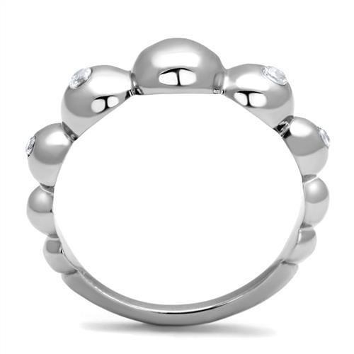 High polished (no plating) Stainless Steel Ring with AAA Grade CZ  in Clear