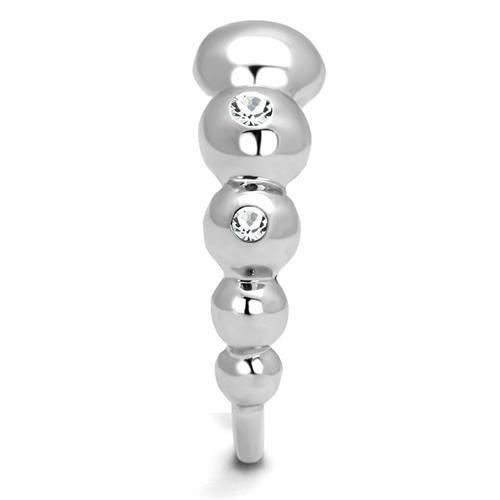 High polished (no plating) Stainless Steel Ring with AAA Grade CZ  in Clear