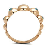 IP Rose Gold(Ion Plating) Stainless Steel Ring with AAA Grade CZ  in Sea Blue
