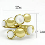 IP Gold(Ion Plating) Stainless Steel Ring with Semi-Precious Coral in Aurora Borealis (Rainbow Effect)