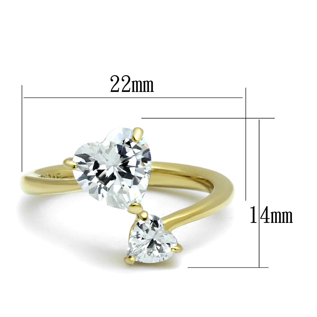 IP Gold(Ion Plating) Stainless Steel Ring with AAA Grade CZ  in Clear