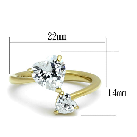 IP Gold(Ion Plating) Stainless Steel Ring with AAA Grade CZ  in Clear