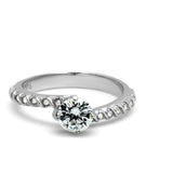 High polished (no plating) Stainless Steel Ring with AAA Grade CZ  in Clear