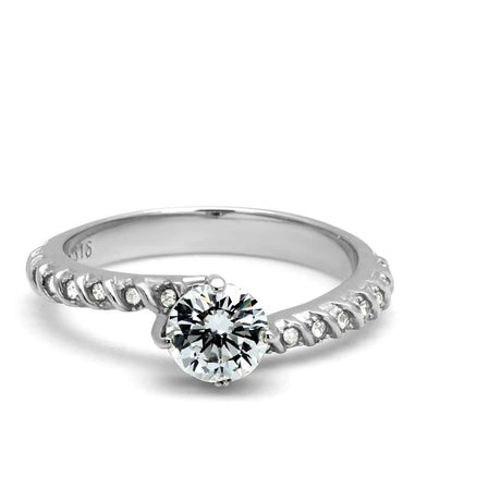 High polished (no plating) Stainless Steel Ring with AAA Grade CZ  in Clear