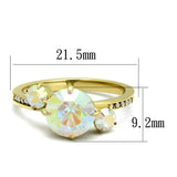 IP Gold(Ion Plating) Stainless Steel Ring with Top Grade Crystal  in Multi Color