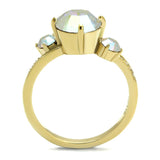 IP Gold(Ion Plating) Stainless Steel Ring with Top Grade Crystal  in Multi Color