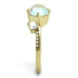 IP Gold(Ion Plating) Stainless Steel Ring with Top Grade Crystal  in Multi Color