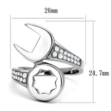 High polished (no plating) Stainless Steel Ring with AAA Grade CZ  in Clear