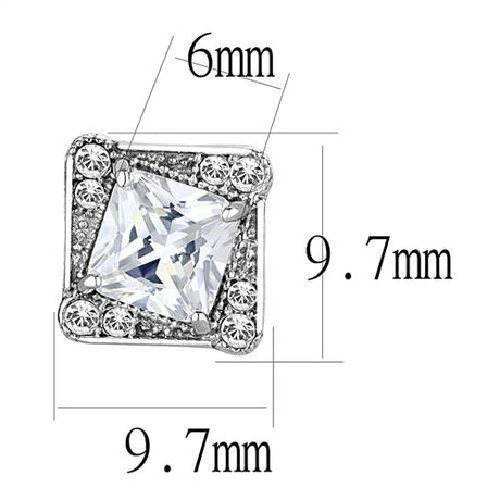 High polished (no plating) Stainless Steel Earrings with AAA Grade CZ  in Clear