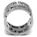 High polished (no plating) Stainless Steel Ring with Top Grade Crystal  in Clear