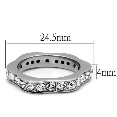 High polished (no plating) Stainless Steel Ring with Top Grade Crystal  in Clear