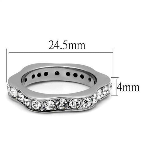 High polished (no plating) Stainless Steel Ring with Top Grade Crystal  in Clear