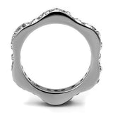 High polished (no plating) Stainless Steel Ring with Top Grade Crystal  in Clear