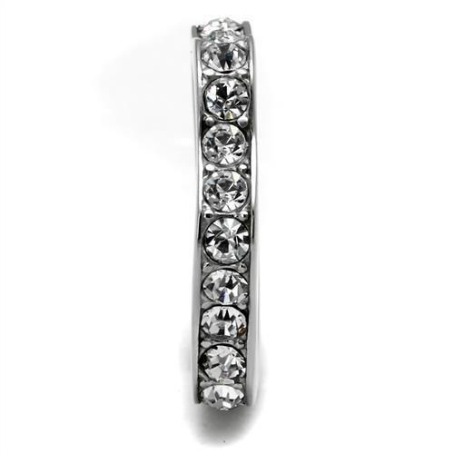High polished (no plating) Stainless Steel Ring with Top Grade Crystal  in Clear