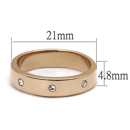 IP Rose Gold(Ion Plating) Stainless Steel Ring with Top Grade Crystal  in Clear