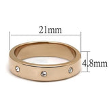 IP Rose Gold(Ion Plating) Stainless Steel Ring with Top Grade Crystal  in Clear
