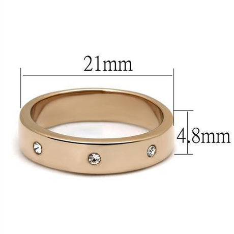 IP Rose Gold(Ion Plating) Stainless Steel Ring with Top Grade Crystal  in Clear