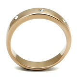 IP Rose Gold(Ion Plating) Stainless Steel Ring with Top Grade Crystal  in Clear