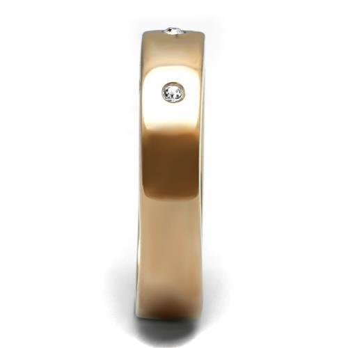 IP Rose Gold(Ion Plating) Stainless Steel Ring with Top Grade Crystal  in Clear